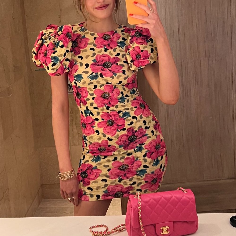 ROTATE BIRGER CHRISTENSEN Ruby Floral-Print Puff-Sleeve Mini Dress